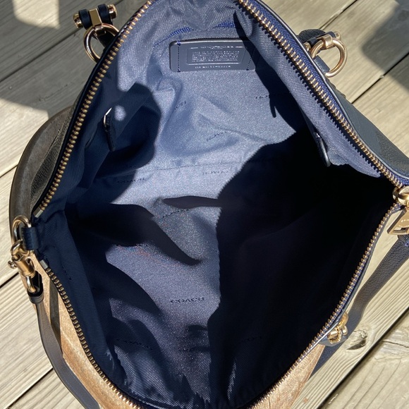 NWOT Coach Prairie Satchel Navy Midnight Leather Crossbody Handbag Purse - Picture 10 of 16